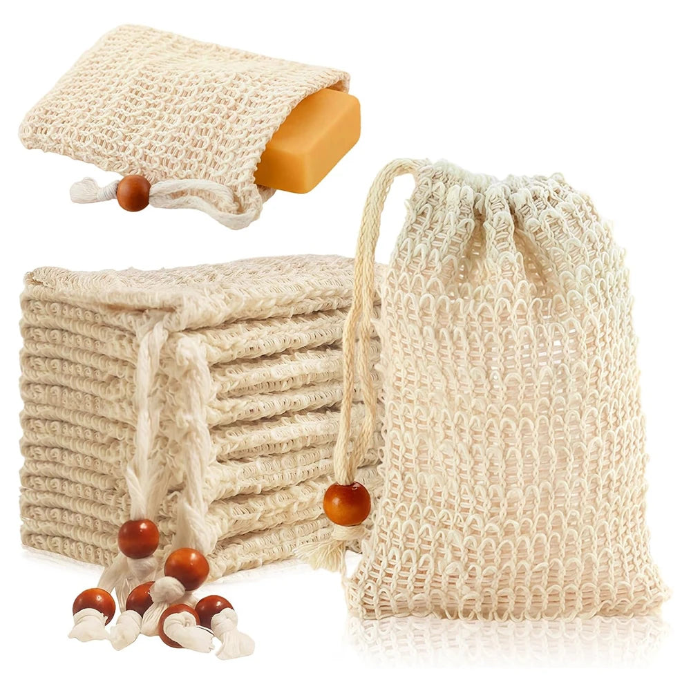 10-Pack Sisal Soap Saver Bags – Exfoliating Shower Scrubber Soap Saver Bag Babs