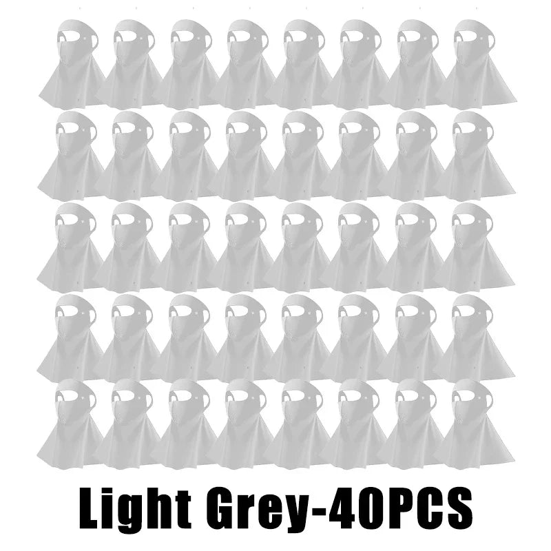 UPF50+ Ice Silk Sun Protection Mask & Neck Scarf – Anti-UV Sun Protection Mask Babs Light Grey 40PCS