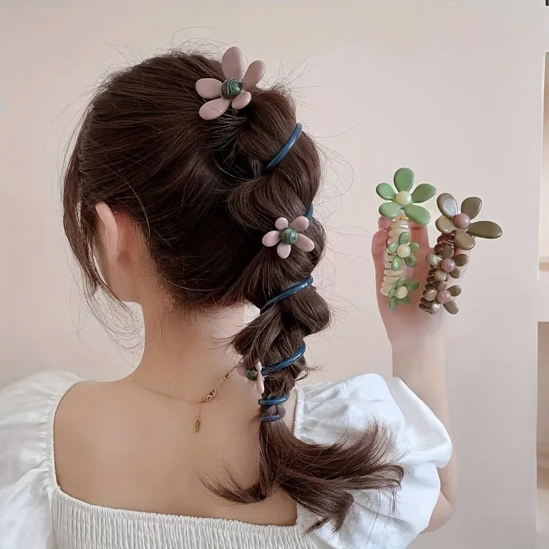 Pearl Flower Bubble Braid Hairband | Elastic Hair Accessories Elastic Hair Band Babs