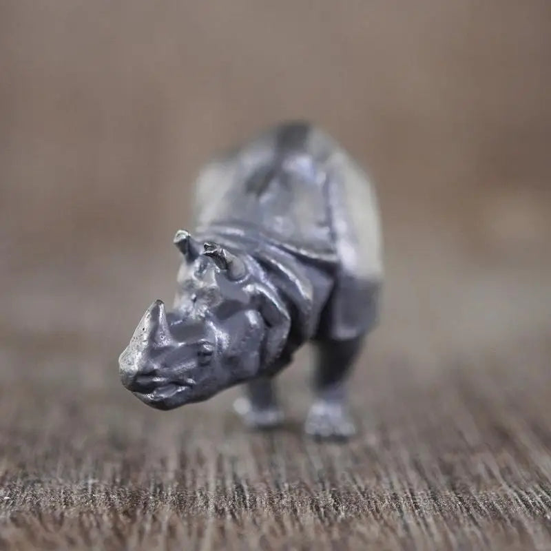 Brass Rhinoceros Figurine | Copper Animal Miniature Desk Ornament Decorative Figurine Babs