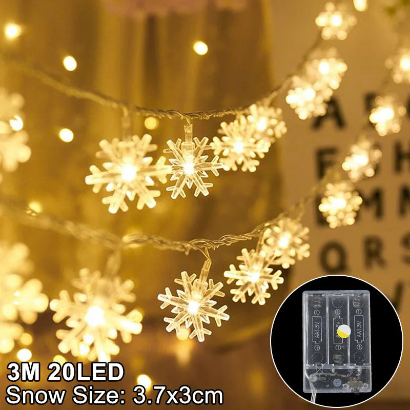 Snowflake LED Christmas Garland Light – USB & Battery Powered LED Christmas Garland Babs 3m warm white snow