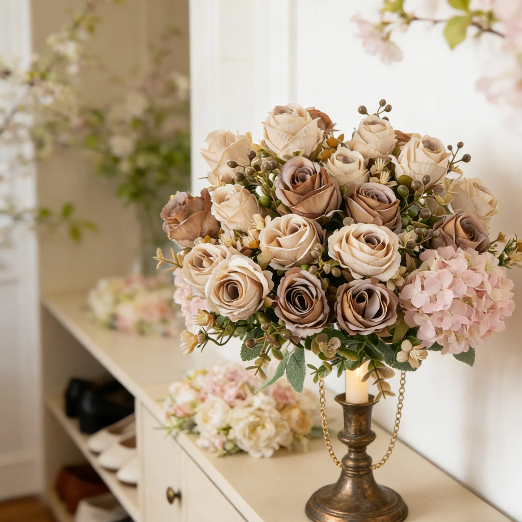 Silk Rose Artificial Flower Bouquet – Wedding & Home Décor Artificial Flower Bouquet Babs