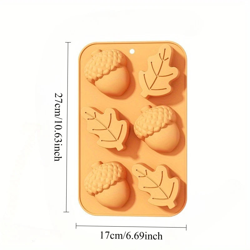 Silicone Harvest Chocolate Mold – Leaf & Nut Candy Baking Mold Silicone Baking Mold Babs 1pc