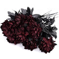 Black Dahlia Silk Faux Flowers – Gothic Halloween Décor 5–20Pcs Artificial Silk Flowers Babs Wine Red 20PCS