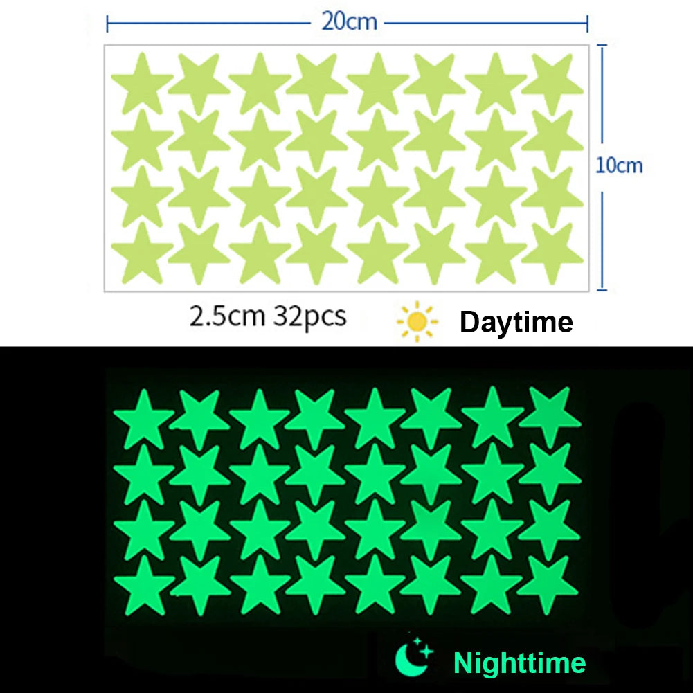 Glow in the Dark 3D Star Wall Stickers – Kids Room Decor Wall Stickers Babs YG212 32pcs