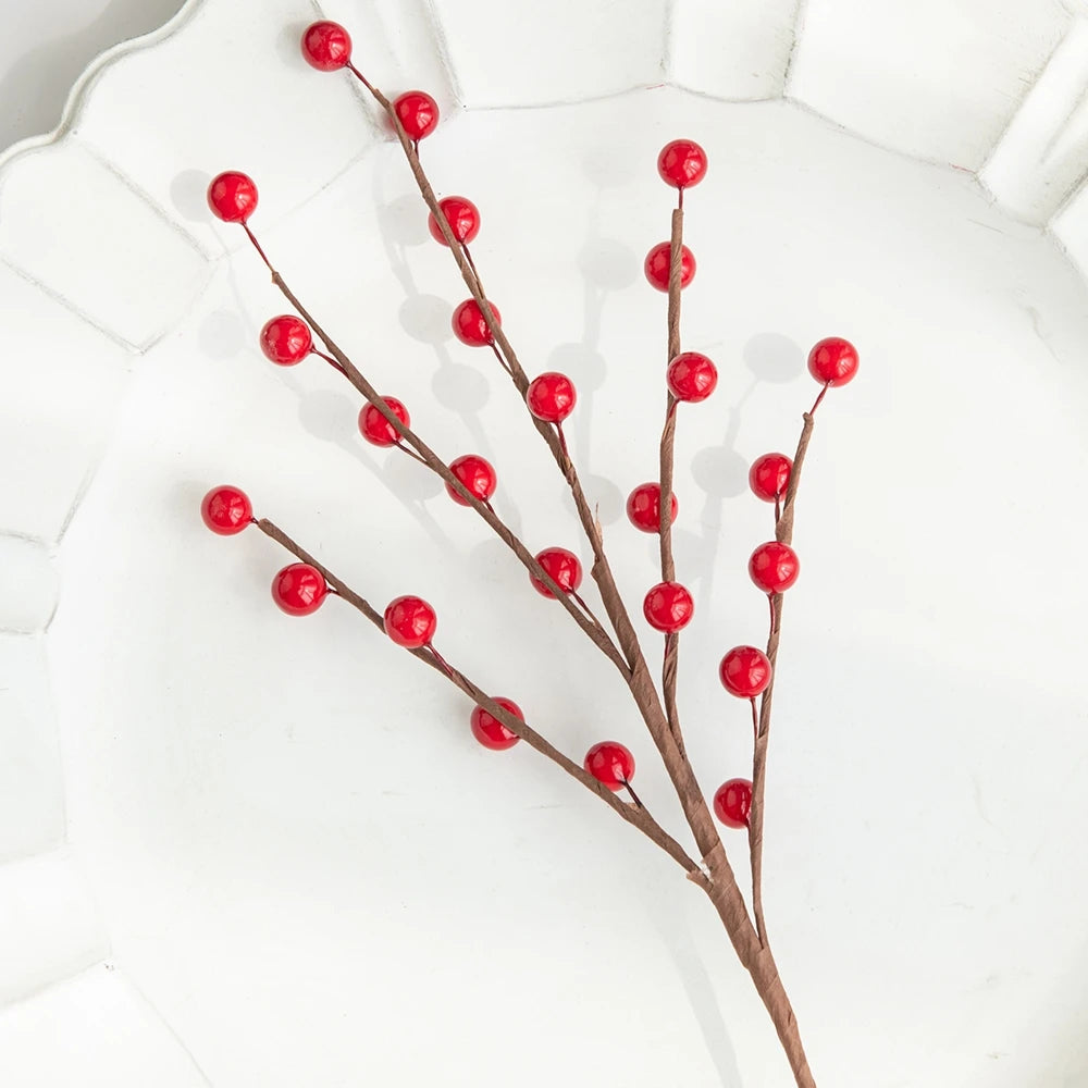 Artificial Holly Berry Branches Christmas Wedding Decor 4 Pcs Artificial Plant Decor Babs