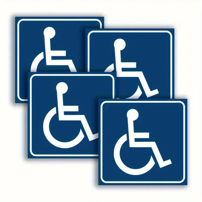 4-Pack Wheelchair Accessibility Sign Stickers – Waterproof Accessibility Sign Sticker Babs 4pcs