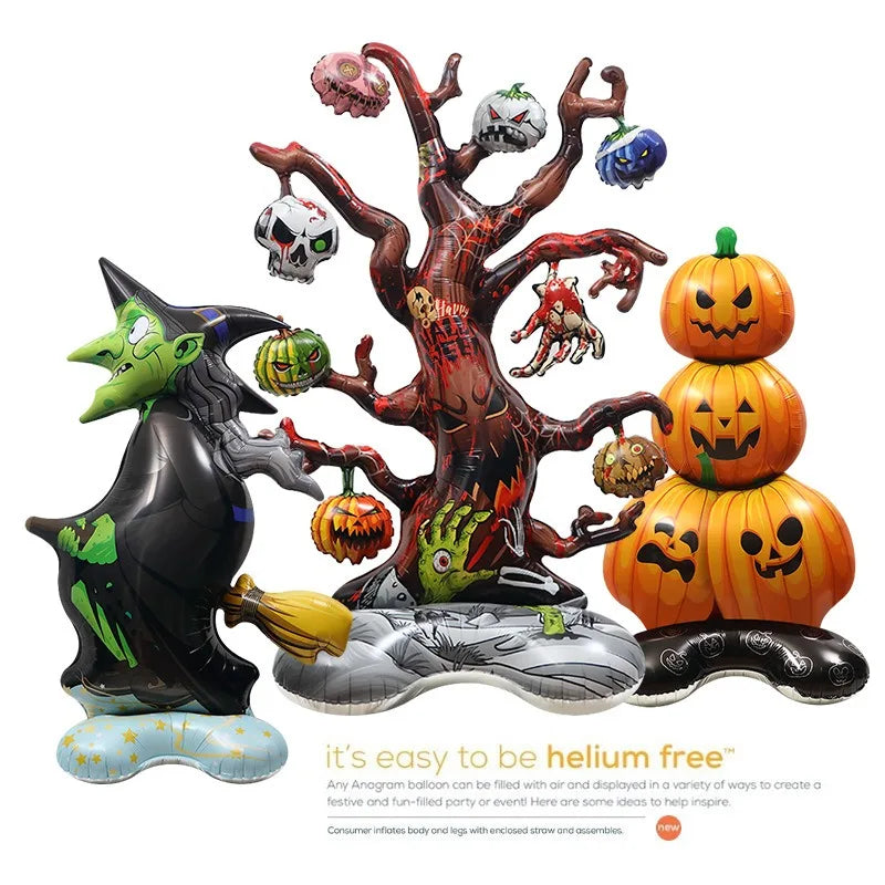 Halloween 4D Stand-Up Foil Balloon – Witch Pumpkin Dead Tree Halloween Party Balloon Babs