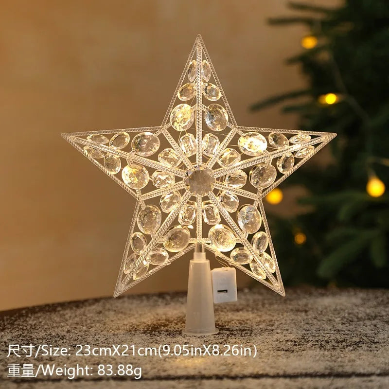 LED Star Christmas Tree Topper – Warm White Glow Décor Christmas Tree Topper Babs 03 1Pcs