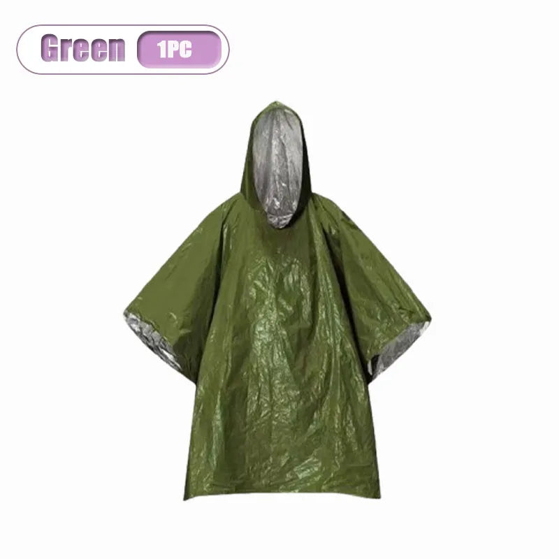 Emergency Insulation Raincoat & Survival Blanket – 2-in-1 Emergency Survival Poncho Babs Green-1PC