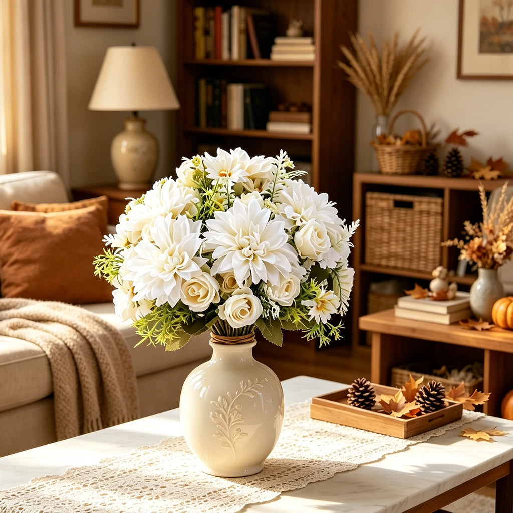 Artificial Silk Rose Bouquet – Wedding & Home Fall Decor Artificial Flower Bouquet Babs