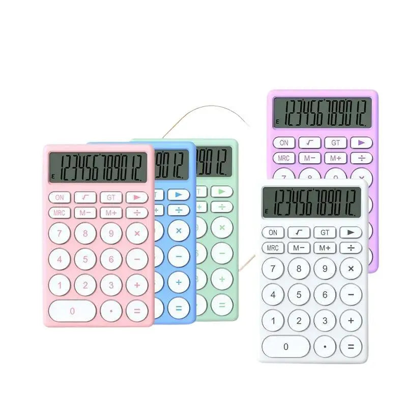 HUXUAN 12-Digit Mini Desk Calculator – Silent Big Buttons Desktop Calculator Babs