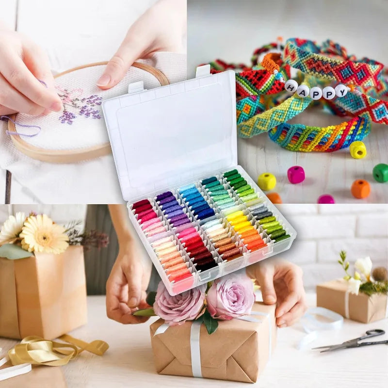 Cotton Embroidery Floss Kit 50 Colors with Storage Box Embroidery Floss Kit Babs