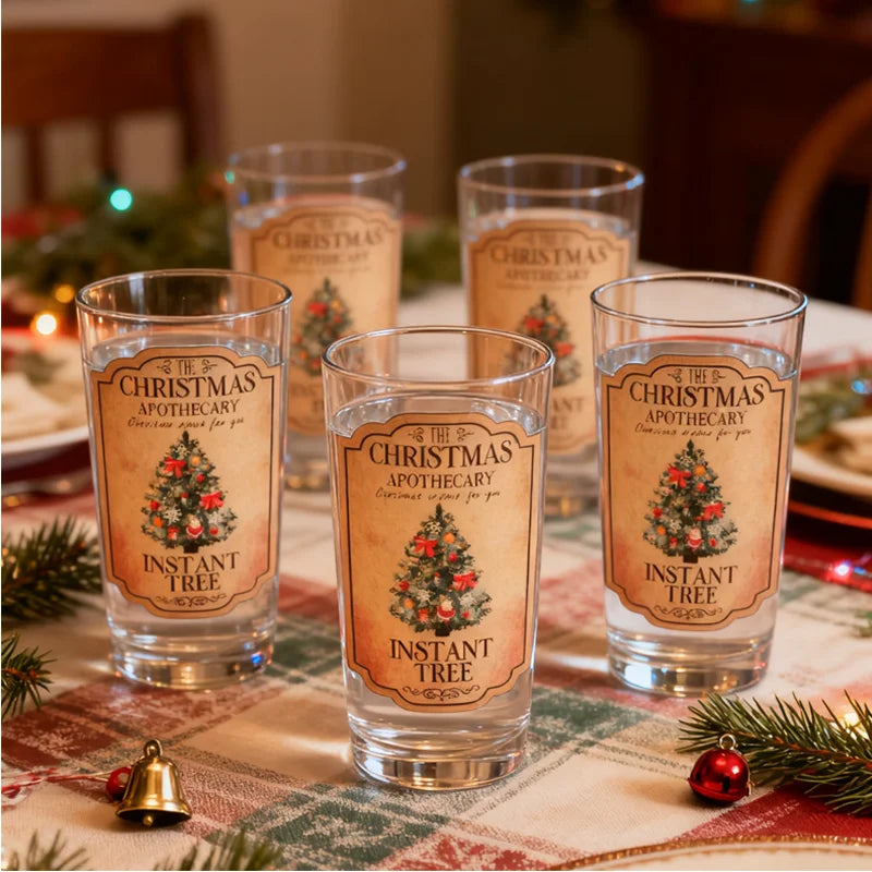 12PCS Christmas Bottle & Glass Stickers – New Year 2026 Party Holiday Party Stickers Babs