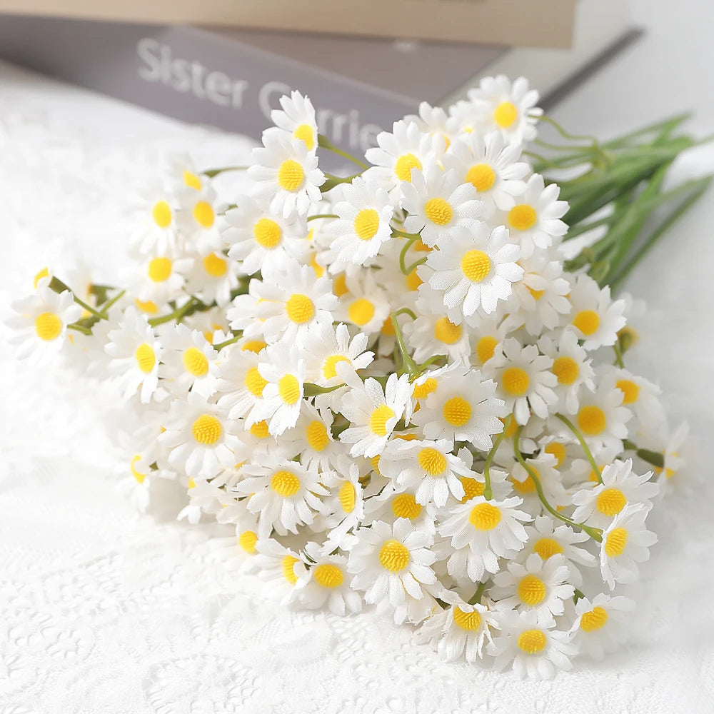 Daisy Artificial Flower Bouquet 5/10Pcs – Wedding & Home Decor Artificial Flower Bouquet Babs White 10Pcs