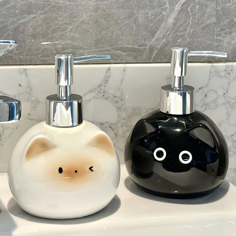 Ceramic Cat Soap Dispenser – Press Pump Bottle for Bathroom Ceramic Soap Dispenser Babs