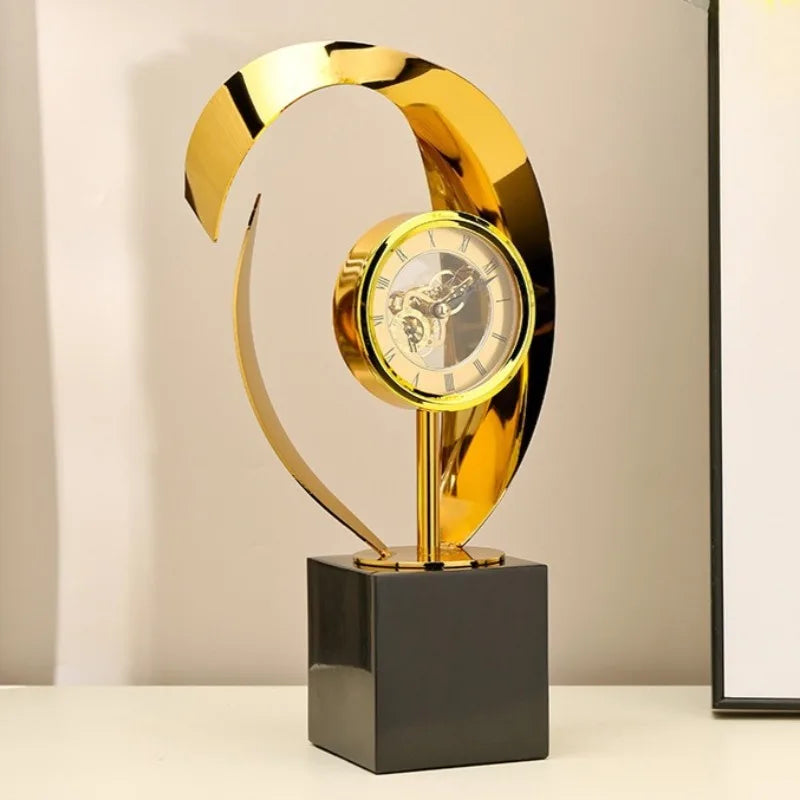 Luxury Metal Sculpture Table Clock – Geometric Home Decor Decorative Table Clock Babs