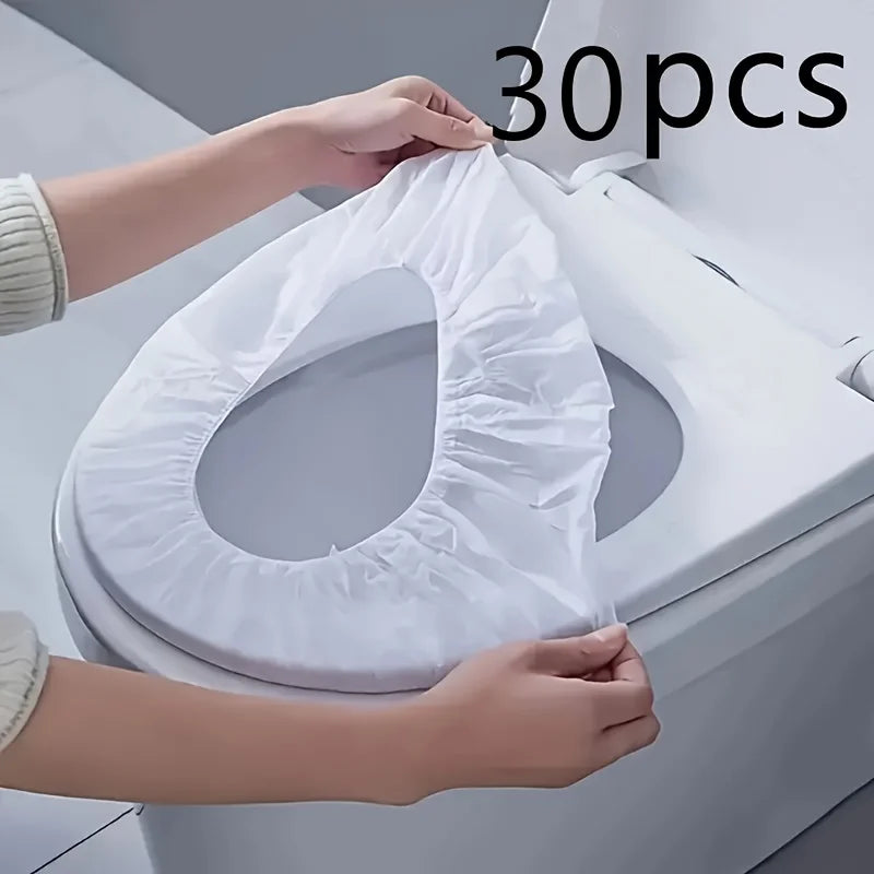 30pcs Flushable Toilet Seat Covers – Portable Travel Hygiene Toilet Seat Covers Babs WHITE