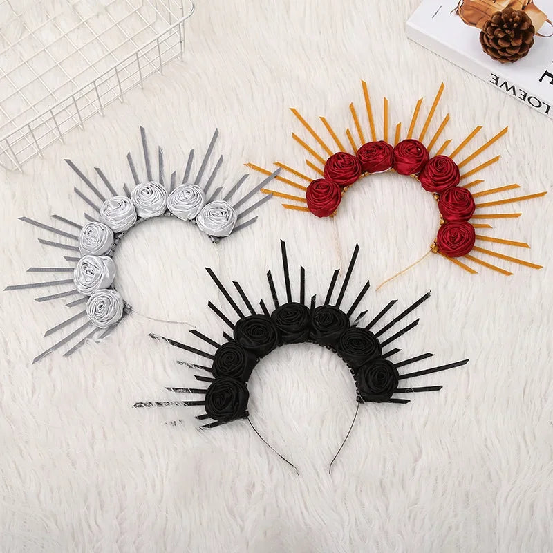 5-Pack Goddess Halo Crown Headbands – Gold, Silver & Black Costume Headband Set Babs