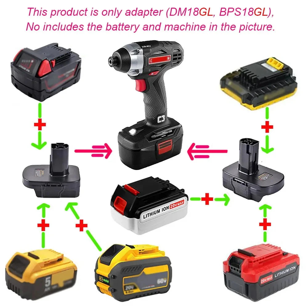 DM18GL BPS18GL Battery Adapter for Dewalt Milwaukee Craftsman Tools Battery Converter Adapter Babs
