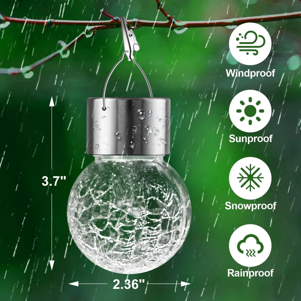 Solar Hanging Garden Lights – LED Cracked Glass Ball Lanterns Solar Garden Lantern Babs