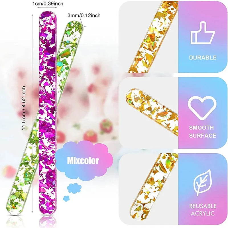 20Pcs Clear Acrylic Reusable Popsicle & Ice Cream Sticks Ice Cream Sticks Babs Mixcolor 20pcs