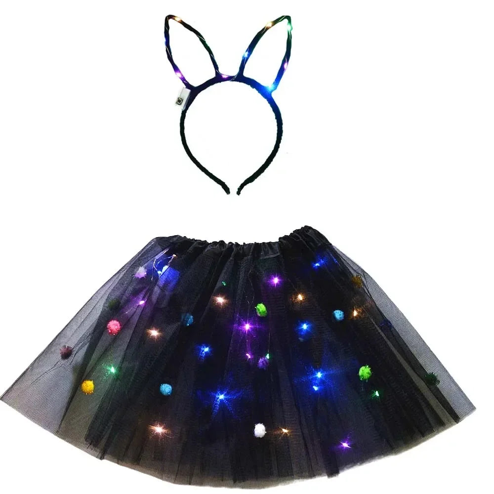 LED Light-Up Princess Tutu Skirt & Bunny Headband Set LED Costume Set Babs 11 for 3-12 years girls