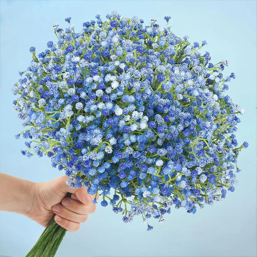 52cm Artificial Star Flower Bouquet Blue & White Wedding Decor Artificial Flower Bouquet Babs