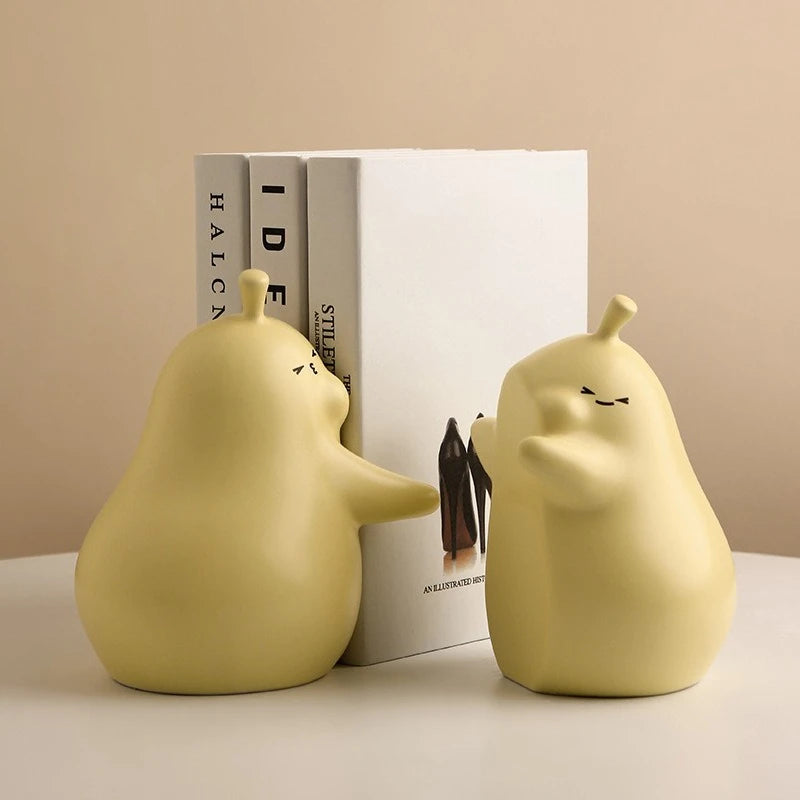 Ceramic Hug Pear Bookends – Cute Home Decor Ornament Gift Decorative Bookends Babs