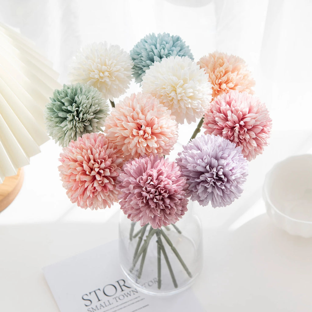 Artificial Silk Dandelion Hydrangea Bouquet | Wedding Home Decor Artificial Flower Bouquet Babs