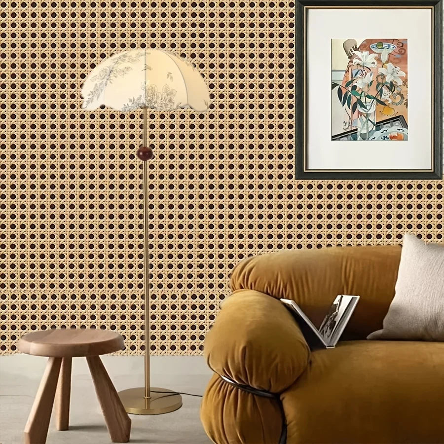 Vintage Wicker Peel & Stick Vinyl Wallpaper – DIY Wall Decor Peel & Stick Wallpaper Babs