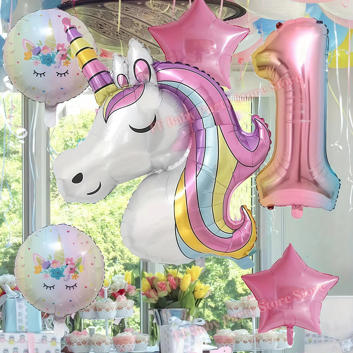 Girls Unicorn Birthday Party Decorations – 3D Balloons & Supplies Party Decoration Set Babs