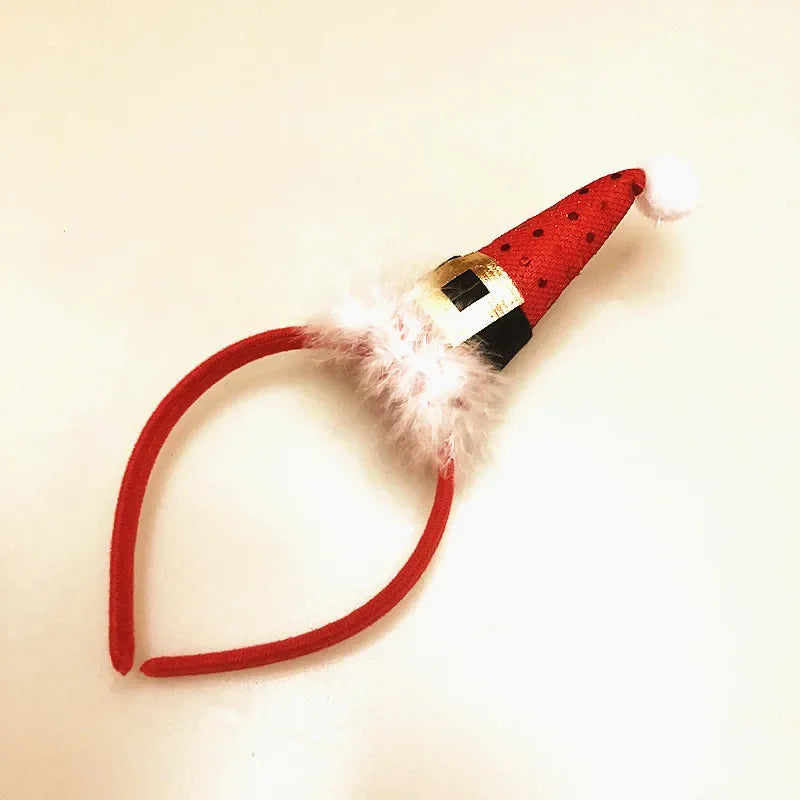 10pcs Feather Red Sequin Headbands – Party, Christmas & Cosplay Festive Headband Set Babs