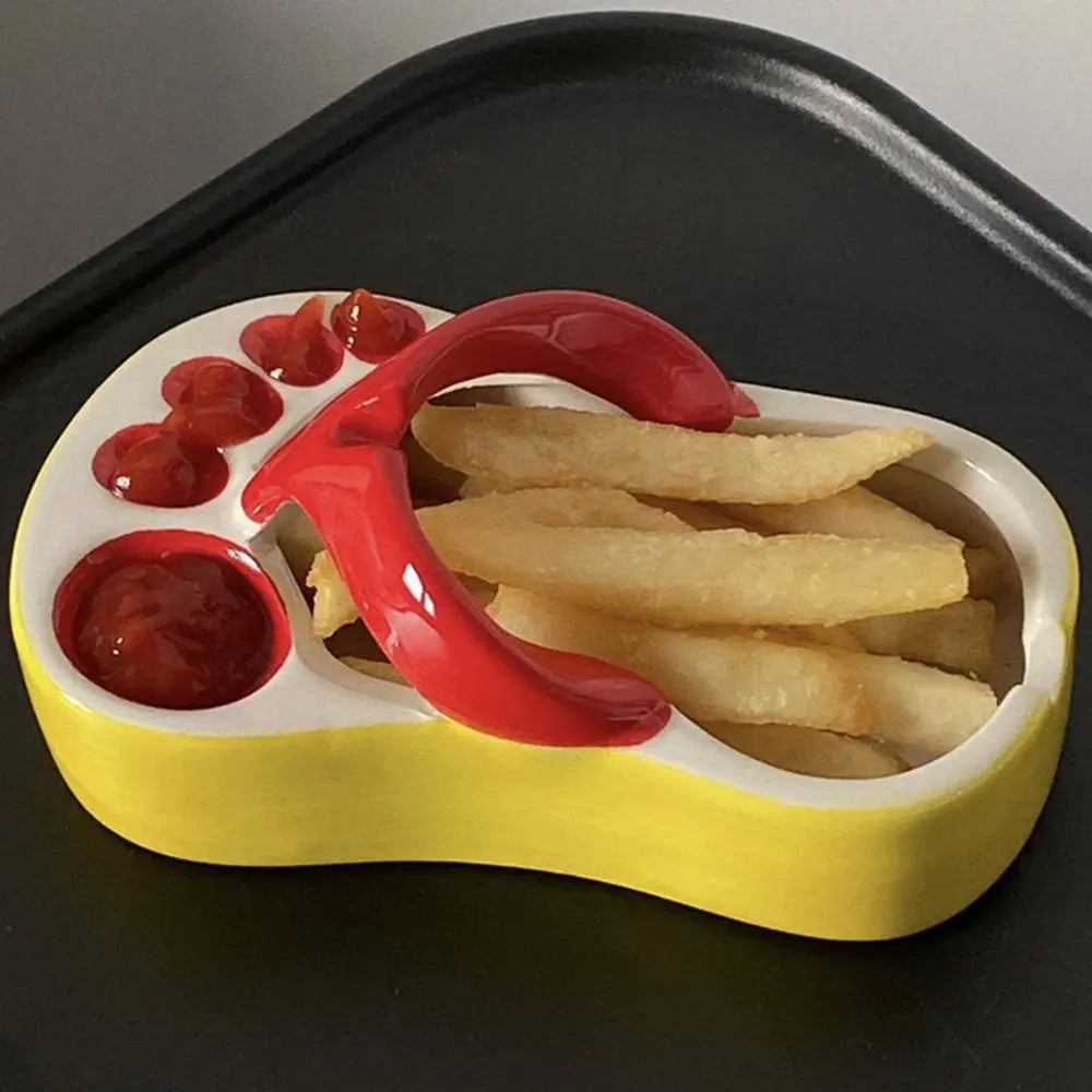 Slipper-Shaped Ceramic French Fry Plate | Novelty Snack Boat Ceramic Snack Plate Babs