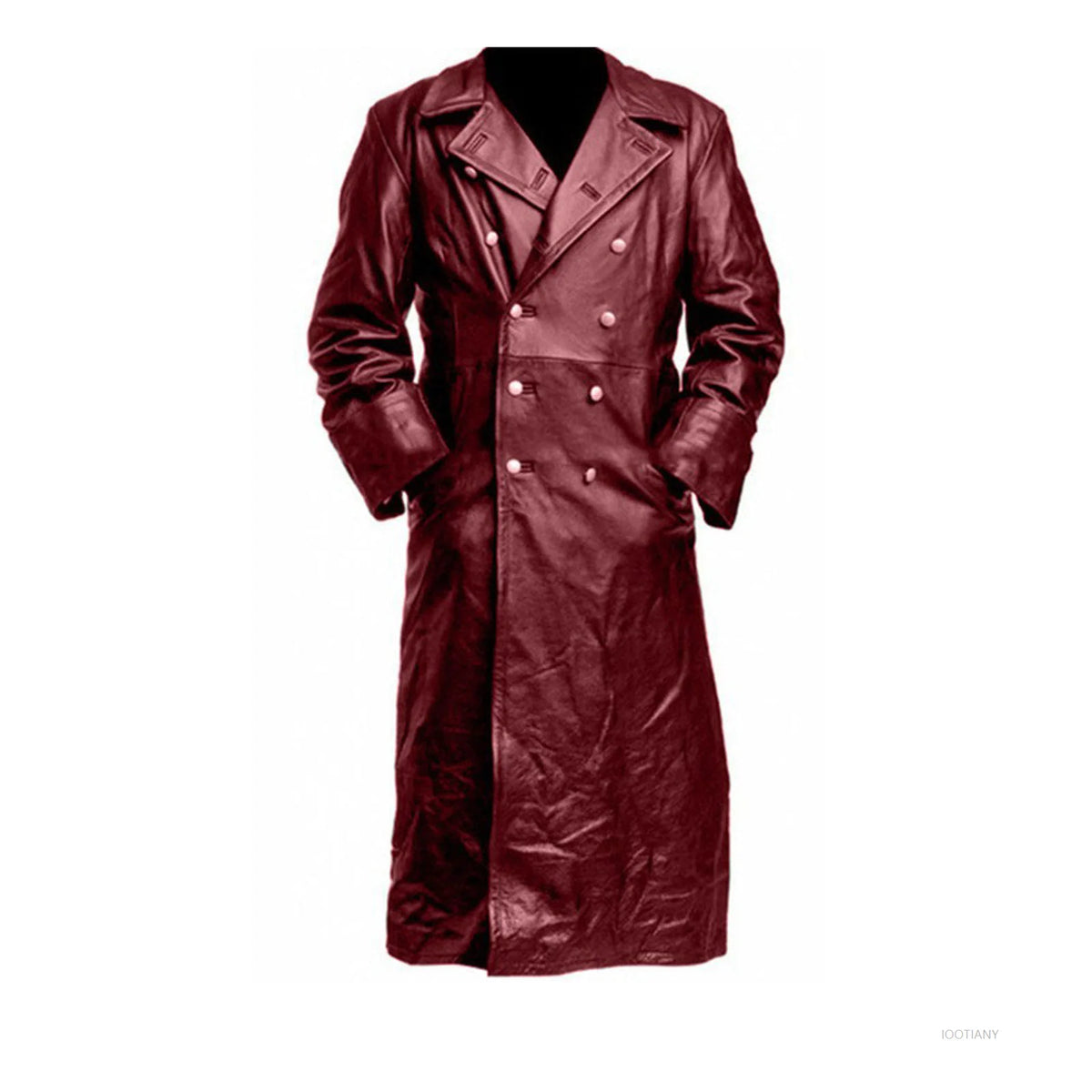 Men's Vintage Steampunk Black Leather Trench Coat Jacket Costume Trench Coat Babs