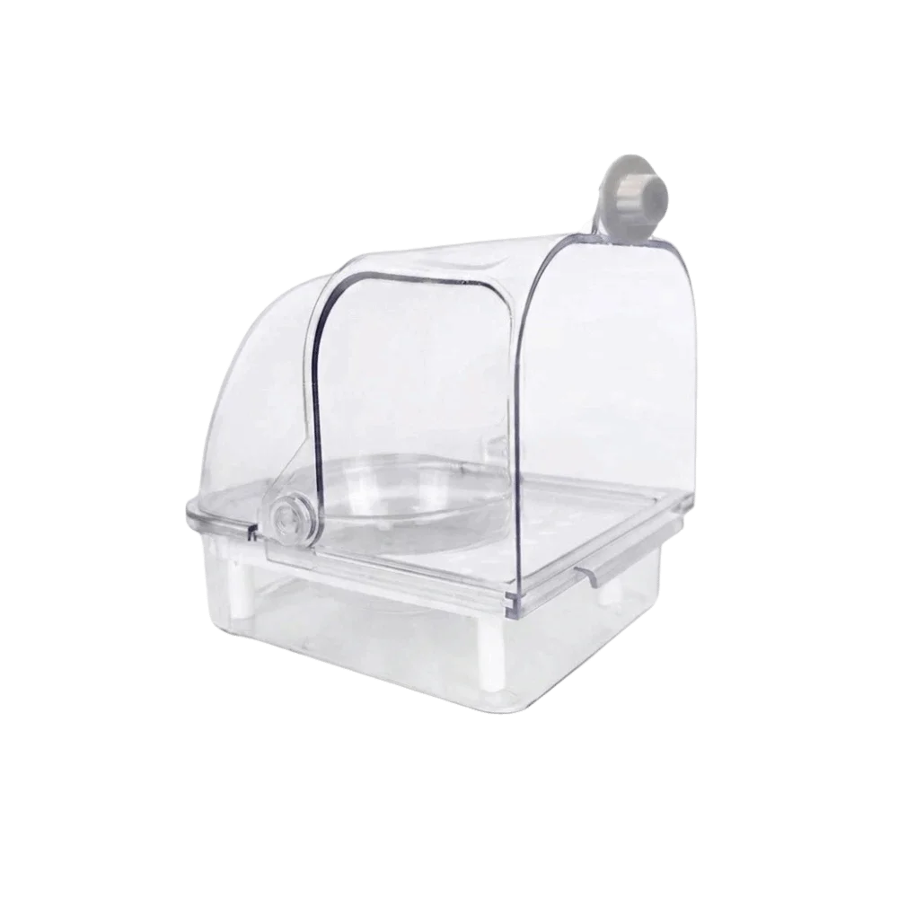 Splash-Proof Parrot Bird Bath Cage – Wall Hanging Bathing Box Bird Bath Cage Babs Transparent