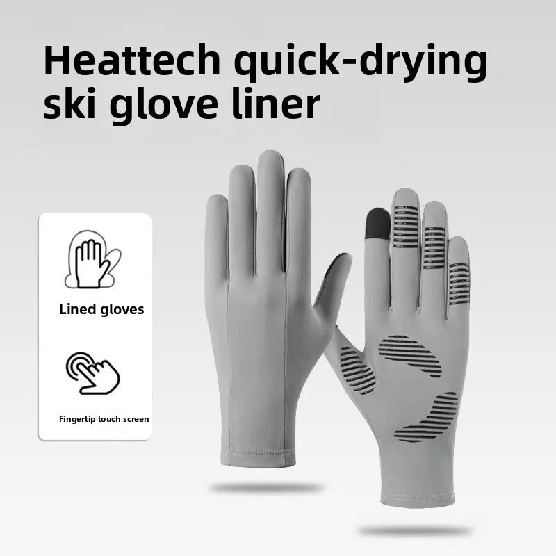 Touchscreen Fleece Glove Liners – Unisex Thermal Winter Gloves Fleece Glove Liners Babs Grey