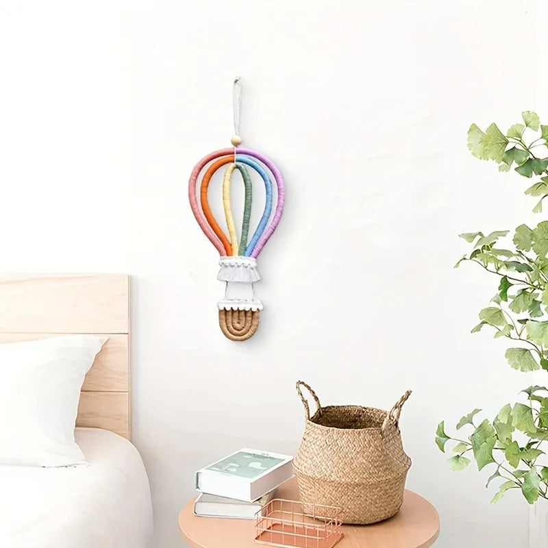 Nordic Woven Rainbow Hot Air Balloon Wall Hanging Ornament Wall Hanging Ornament Babs