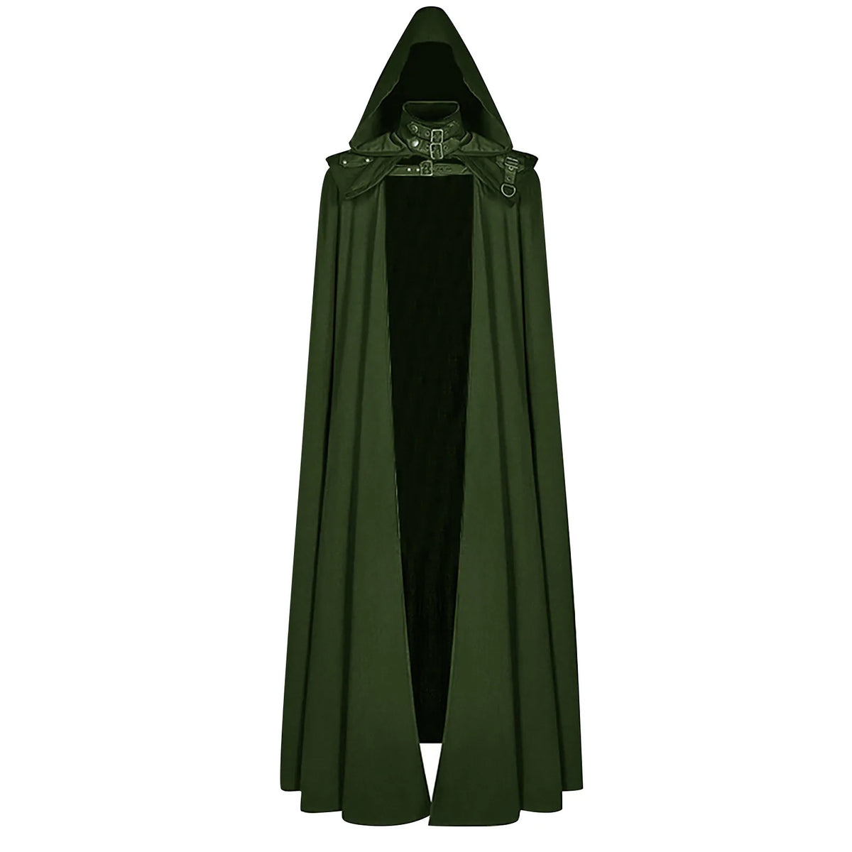 Medieval Hooded Cloak Men Gothic Cosplay Cape Buckled Maxi Coat Gothic Cosplay Cape Babs
