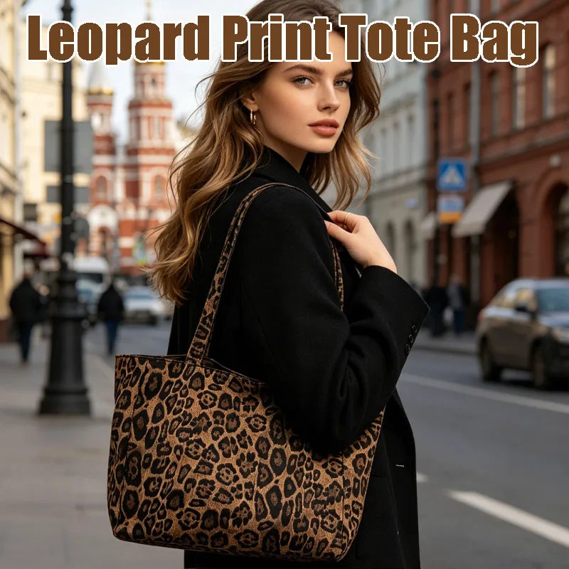 Vintage Leopard Print Tote Bag – Large Crossbody for Women Leopard Print Tote Bag Babs