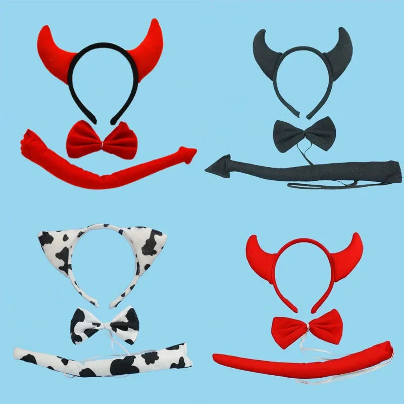 Animal Devil Horn Headband & Tail Set – Cosplay Party Props Cosplay Headband Set Babs