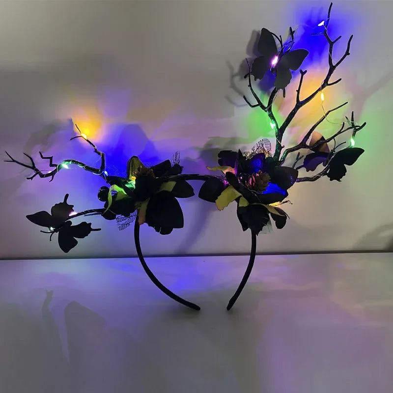 Halloween LED Light-Up Antler Headband | Glow Party Cosplay LED Party Headband Babs
