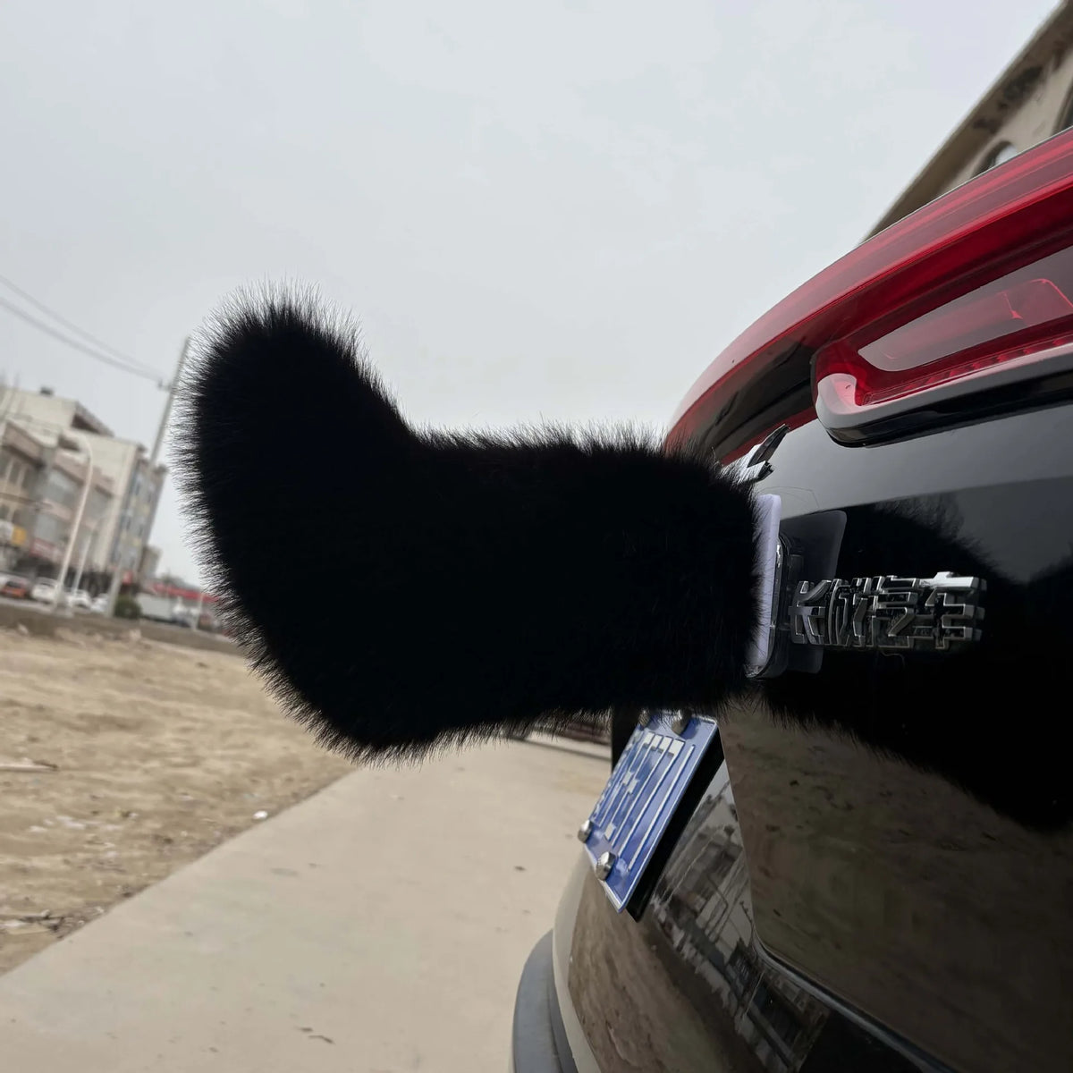 Electric Wagging Faux Fox Tail Car Ornament | Remote Control Car Exterior Ornament Babs 3