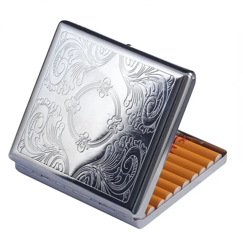 Stainless Steel Embossed Cigarette Case – Mirror Finish Cigarette Case Babs