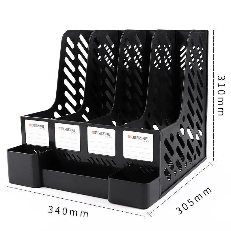 4-Column File Rack Desk Organizer – Books, Pens & Documents Desk File Organizer Babs Black