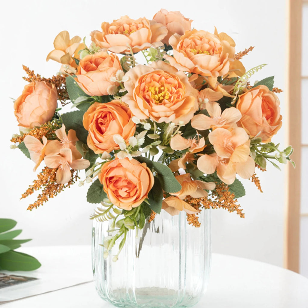 Artificial Silk Peony & Hydrangea Flower Bundle – Home & Wedding Artificial Flower Bundle Babs