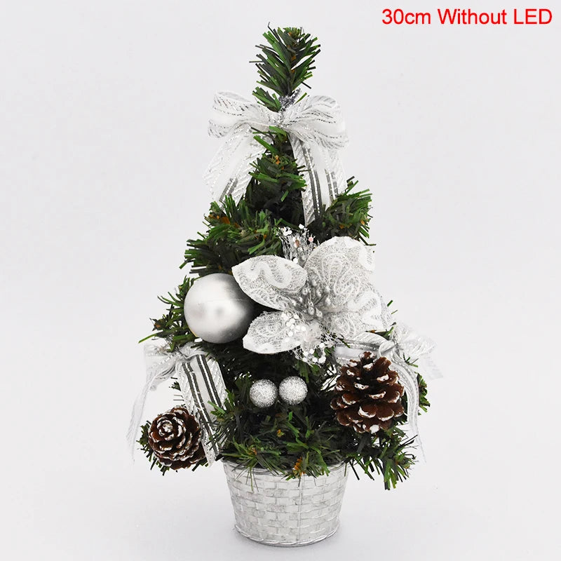 Mini Artificial Christmas Tree with LED Light Balls – Table Decor Tabletop Christmas Tree Babs 30cm silver no LED as picture