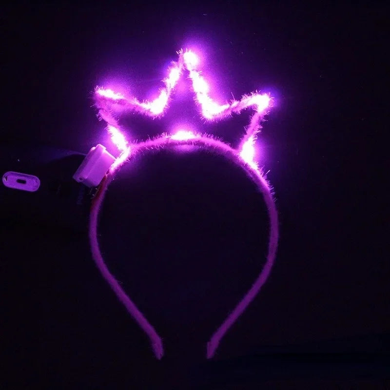 12pcs LED Light-Up Crown Queen Headbands for Parties LED Party Headband Babs