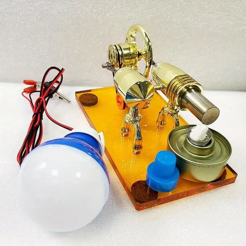 Hot Air Stirling Engine DIY Model Kit with Alternator – Science Toy Science Education Model Babs 1pc