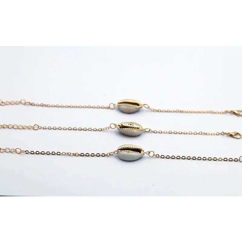 Women's Natural Shell Gold-Plated Strand Bangle Bracelet Shell Bangle Bracelet Babs